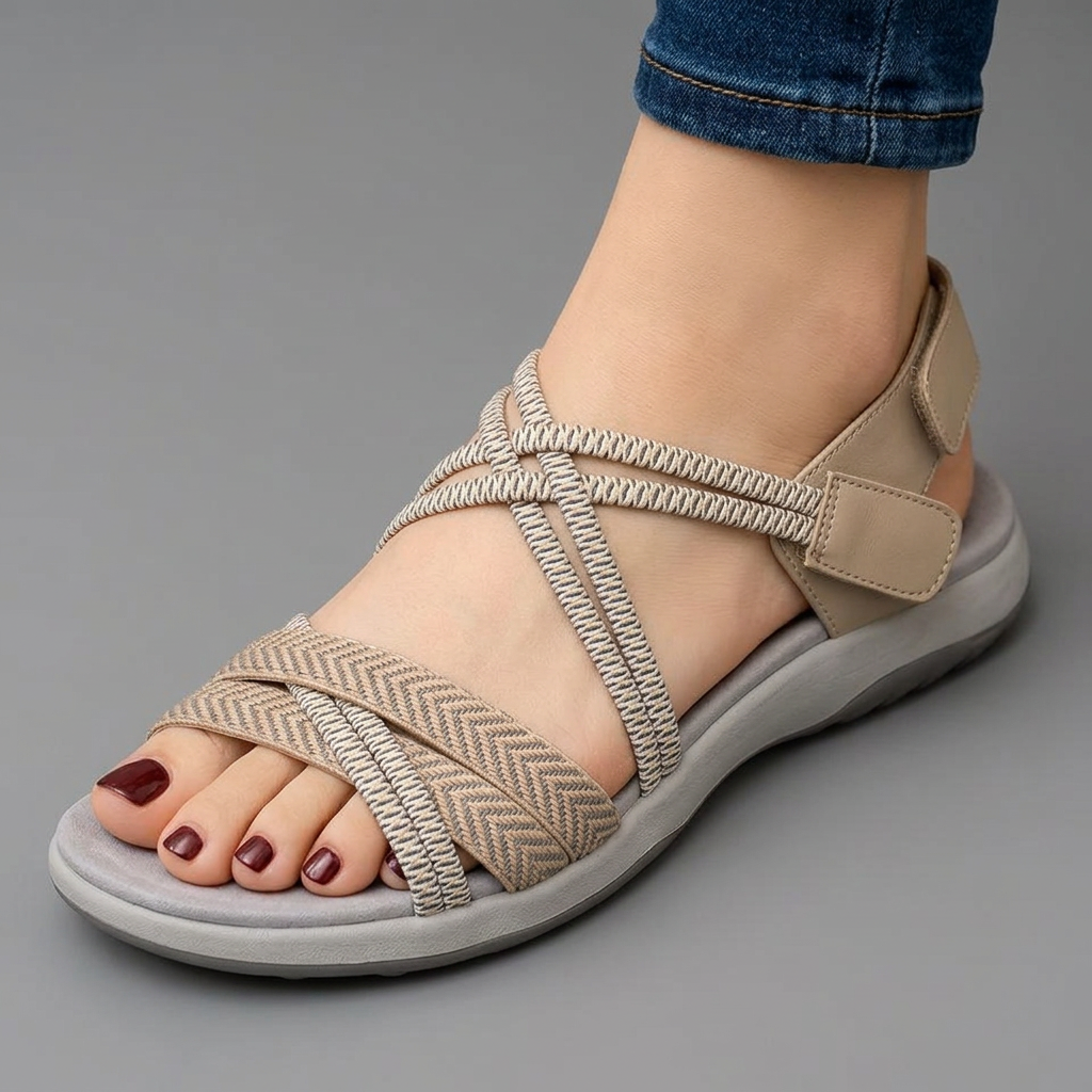 Women's Cushioned Stretch Strap Apricot Sandals