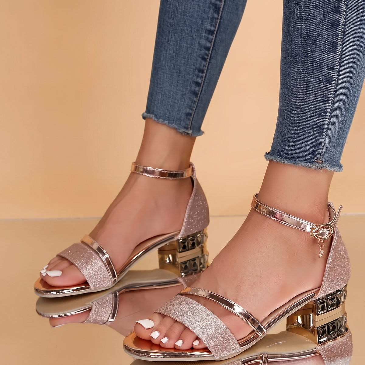 Women's Low Heel Adjustable Strap Sandals