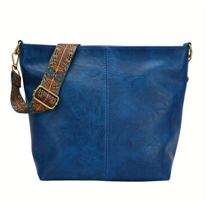 Women's Wide Patterned Strap Shoulder Bag