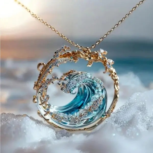 Nina | Ocean Wave Pendant Necklace