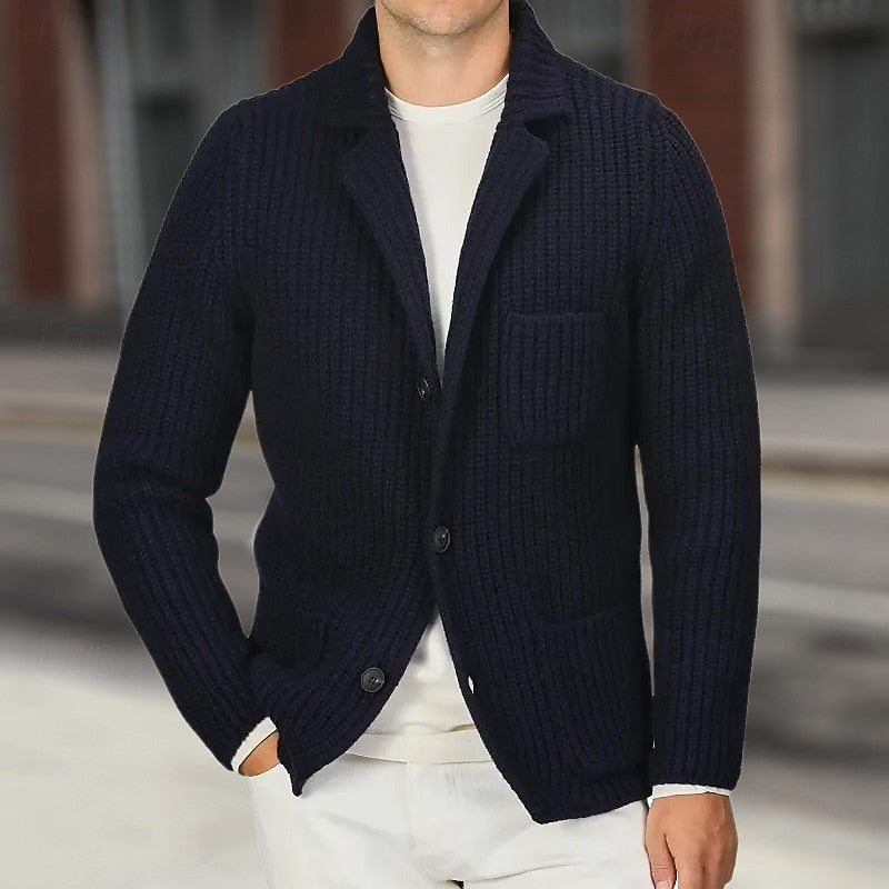 Victor | Ribbed Stand-Collar Cardigan