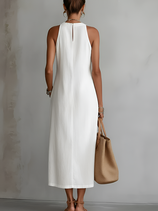 Jimena Mandarin Collar Midi Dress
