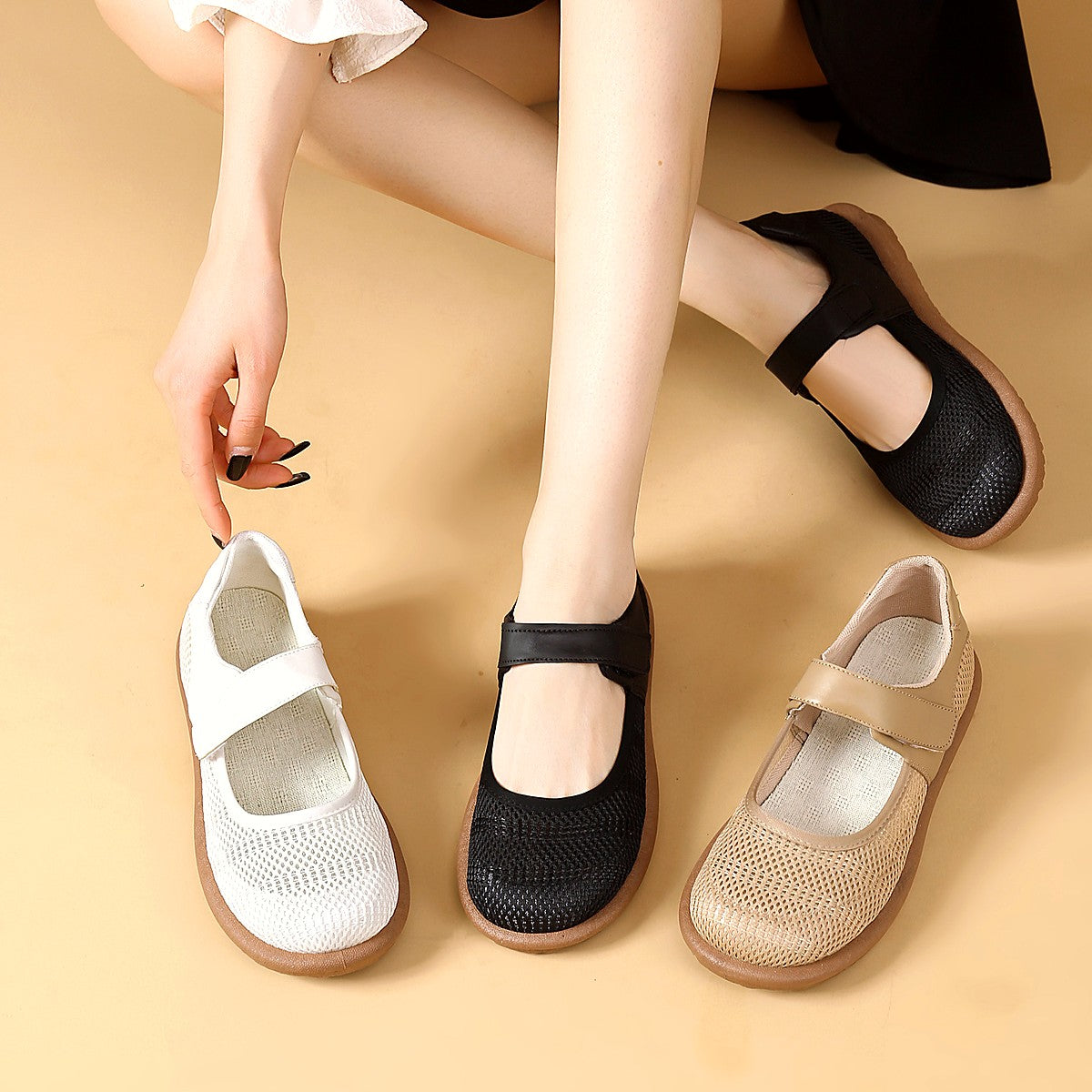 Women's Orthopaedic Velcro Mary Jane Flats
