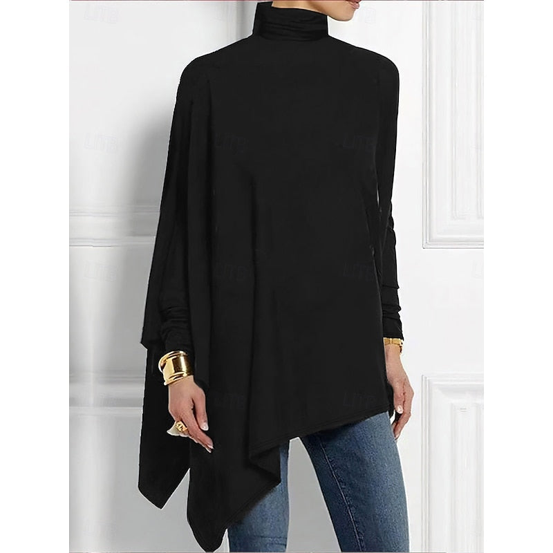 Emily | Draped Asymmetrical Turtleneck Top