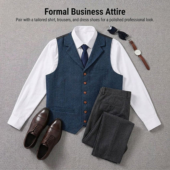 Roger | Tailored Herringbone Waistcoat