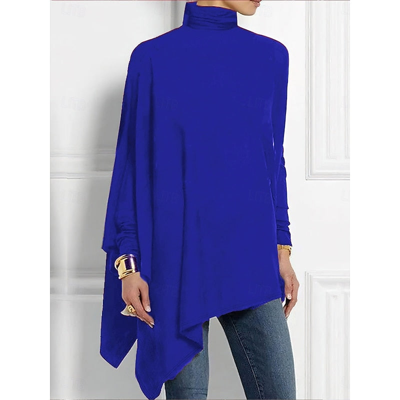 Emily | Draped Asymmetrical Turtleneck Top