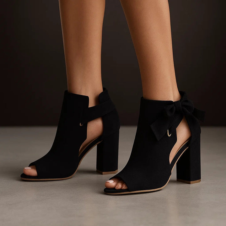 Jacquelyn | Elegant Open Toe Ribbon Heels