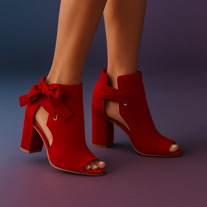 Jacquelyn | Elegant Open Toe Ribbon Heels