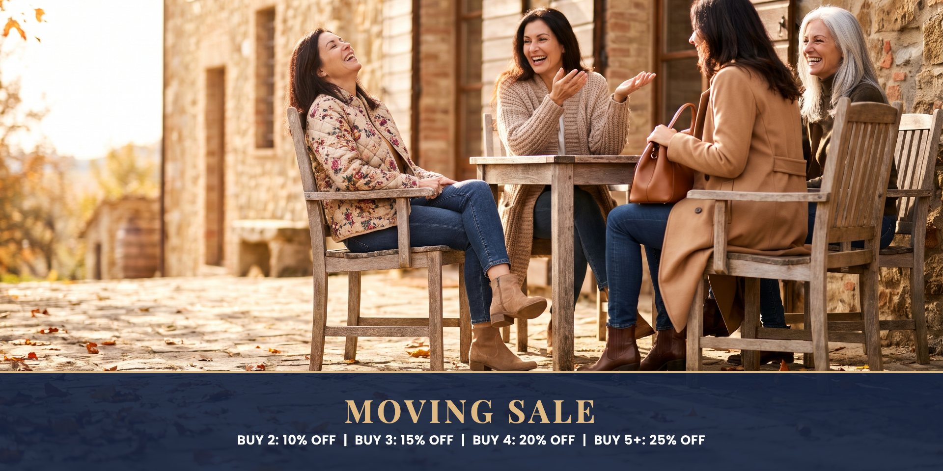 Moving Sale – Buy 2: 10% off, Buy 3: 15% off, Buy 4: 20% off, Buy 5+: 25% off