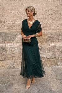 Carolyn | Women's Elegant V-Neck Chiffon Cocktail Party Dress Maxi Length