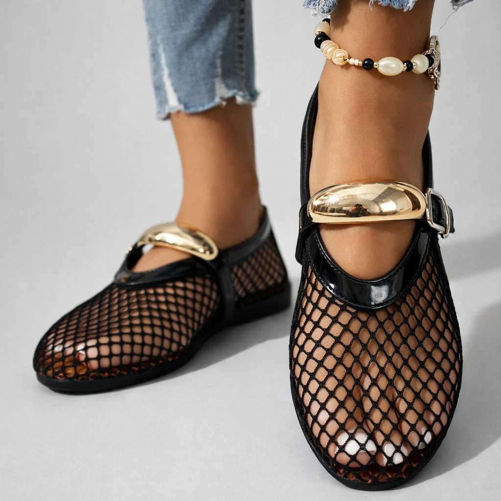 Women's Perforated Round Toe Mary Jane Flats