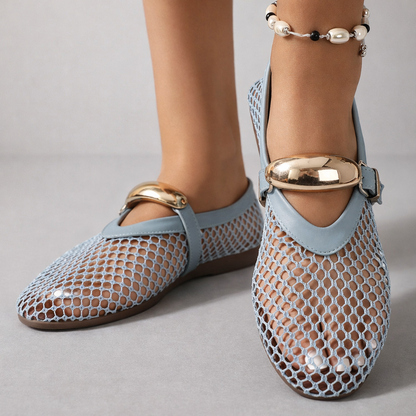 Women's Perforated Round Toe Mary Jane Flats