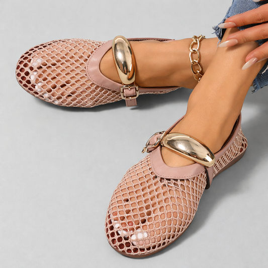 Women's Perforated Round Toe Mary Jane Flats