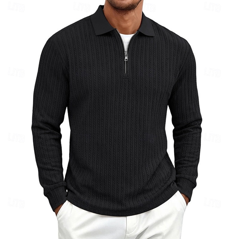 Mason | Textured Quarter-Zip Polo Shirt