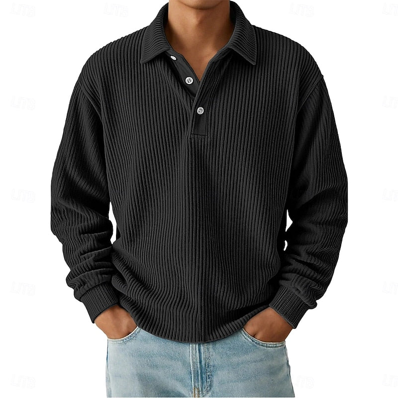 Troy | Textured Long-Sleeve Polo Shirt